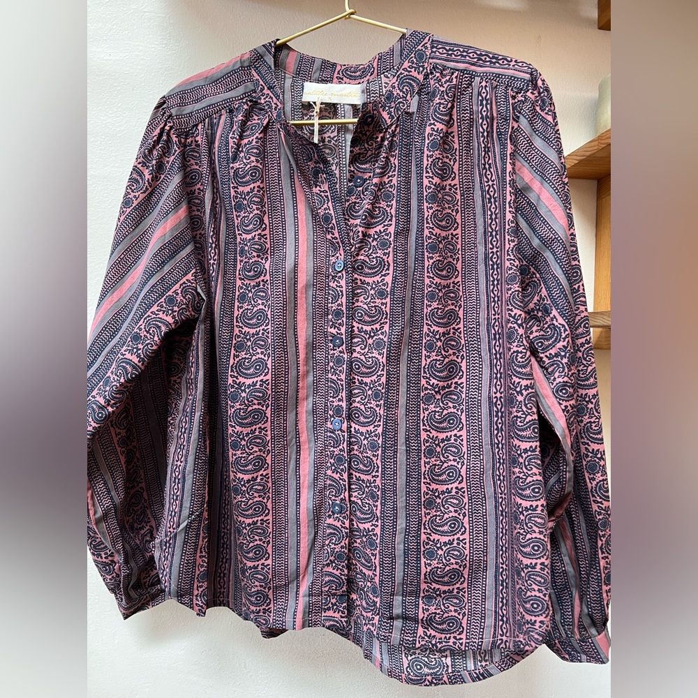 Natalie Martin New with Tags - Tolan shirt in Paisley Stripe Heather. Size Small